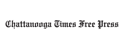 The logo for the Chattanooga Times Free Press newspaper in blackletter font on a plain background symbolizes trusted news at home.